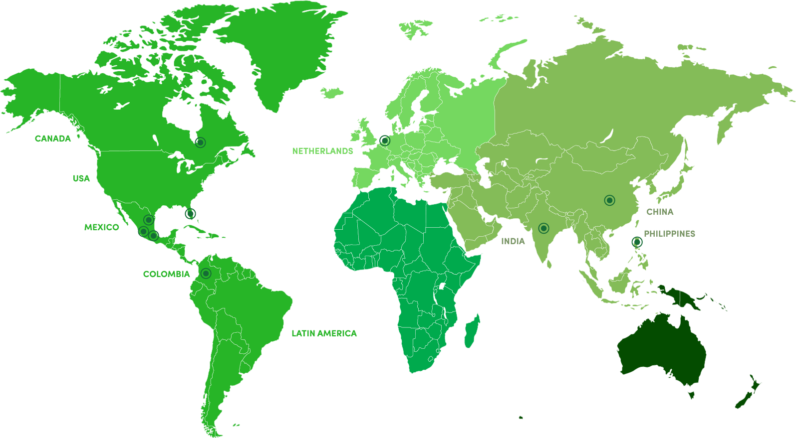 GreenChem Industries global warehouse locations map - 88+ strategic locations worldwide
